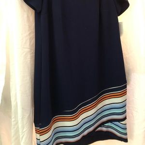 Size 1x navy with multi color bottom dress